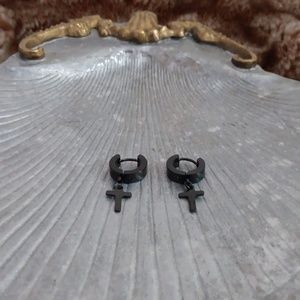 Black Cross Earrings